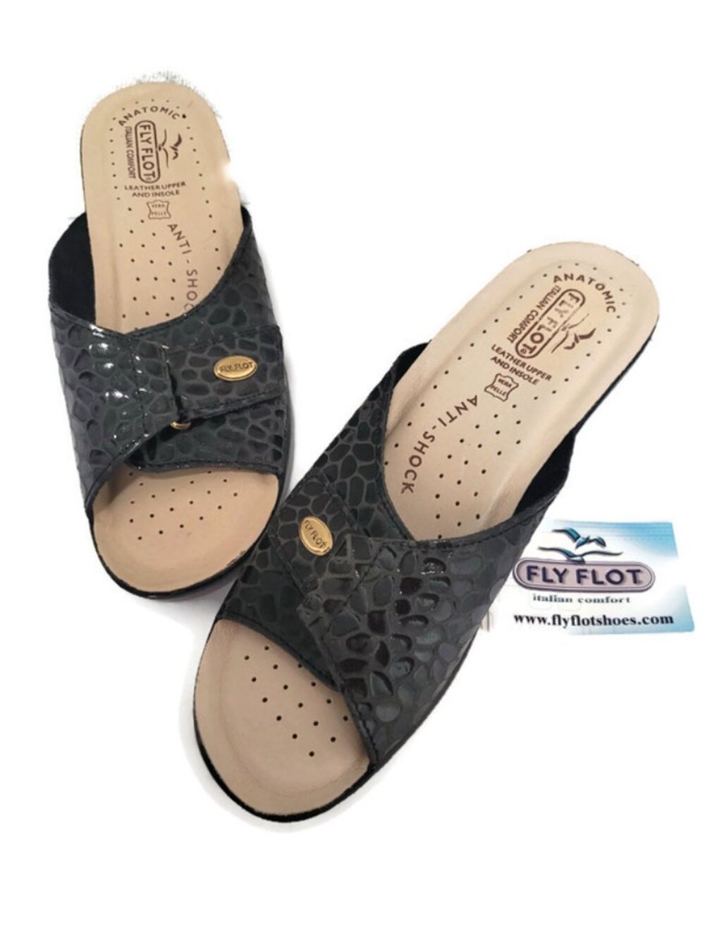Flyflot Italian Comfort Anatomic Slip on Slide Sandal NWT